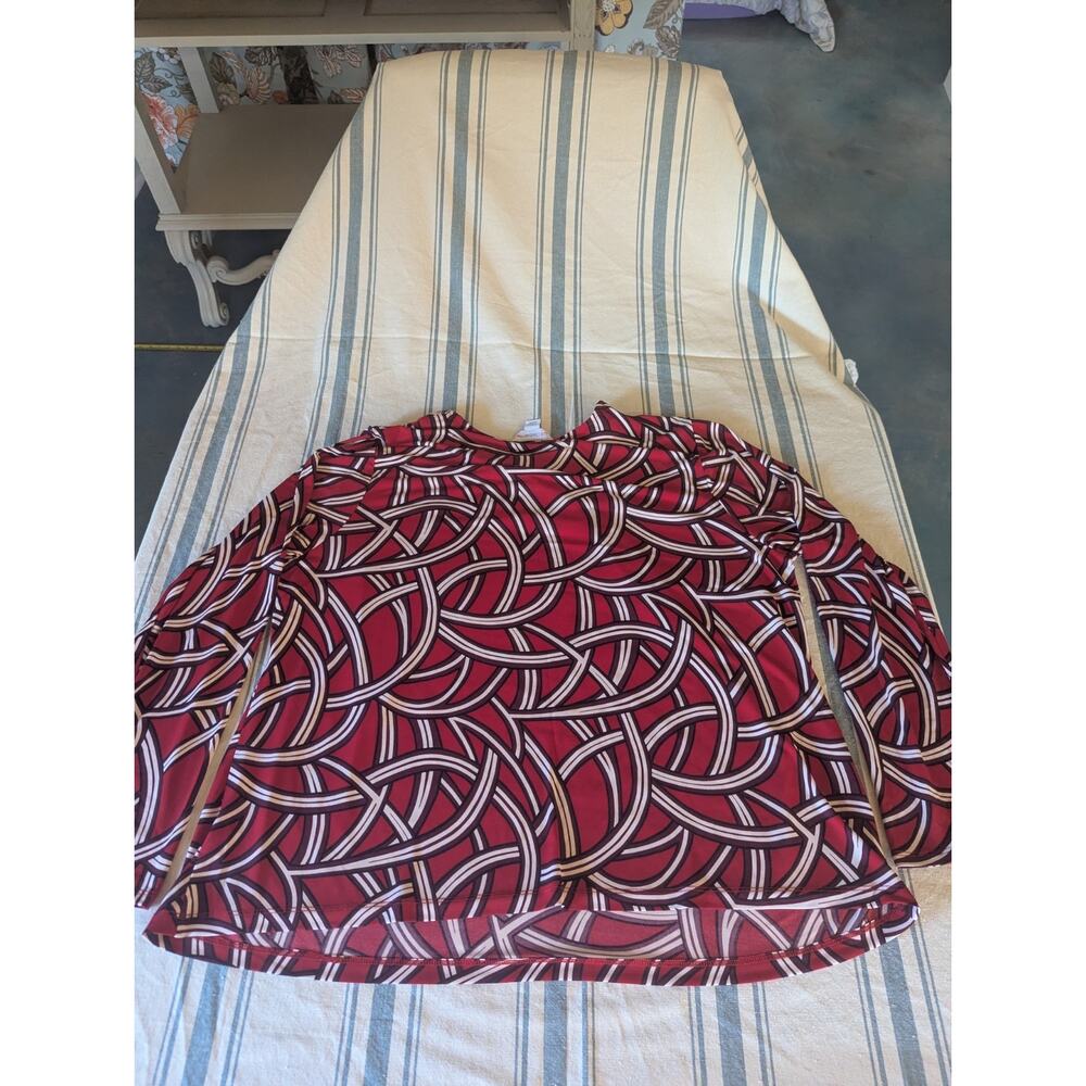 liz claiborne top XL red,Black White Geometric Stripes